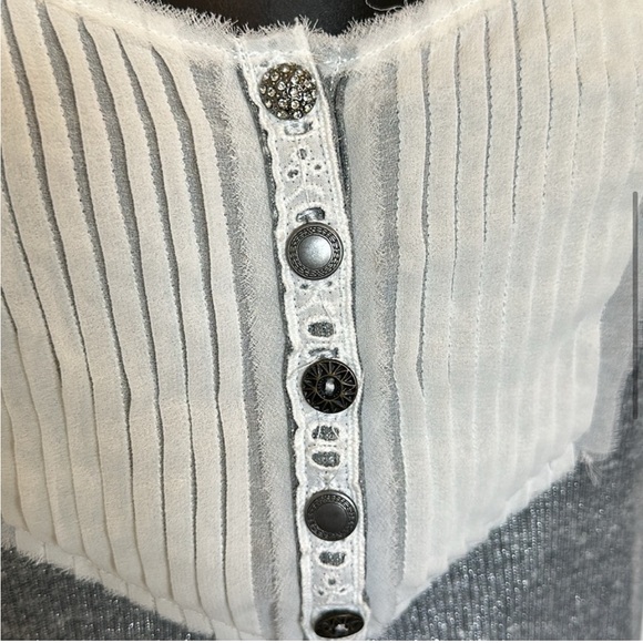 Free People Grey Lace and Ruffle Tank Top size M - Picture 3 of 11